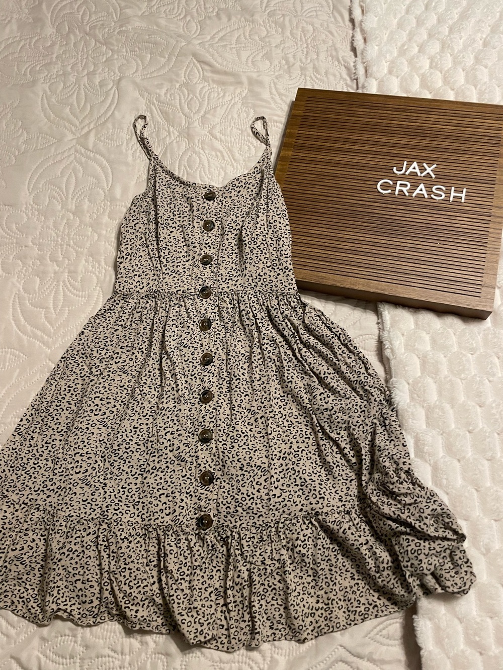 Japna Beige Leopard-Print Button Front Mini Dress